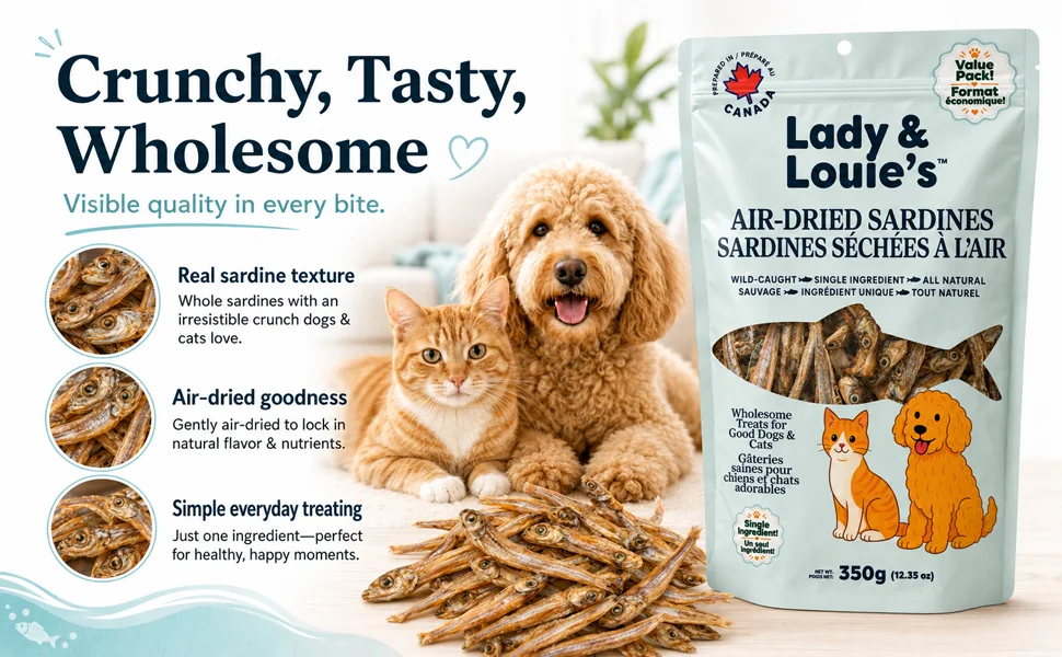 Crunchy wholesome whole sardine treats
