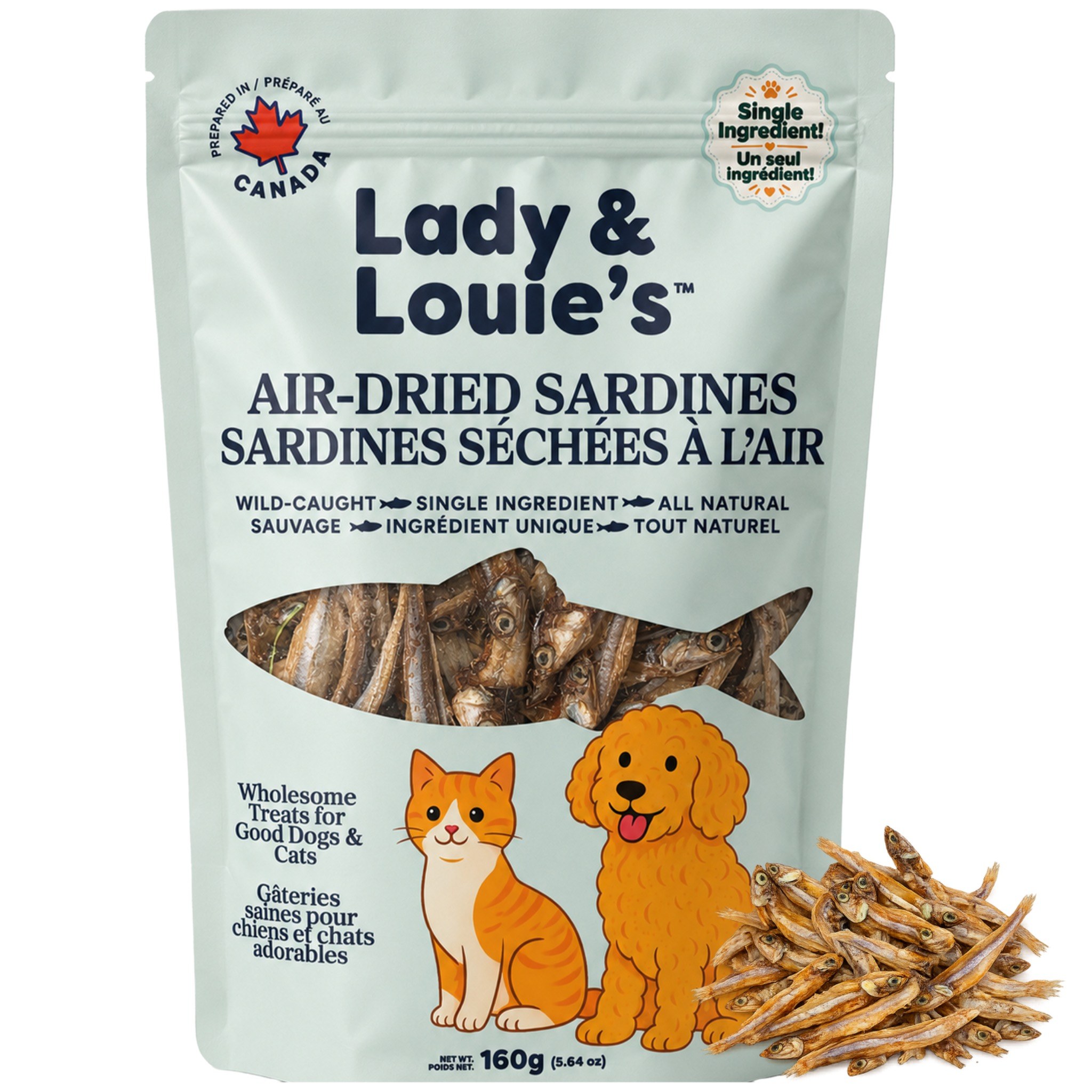Lady and Louie's 160 gram air-dried sardines